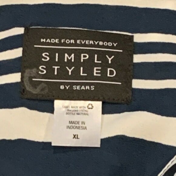 Simply Styled Sz XL Multicolor Striped Roll Tab Button Front Blouse 209F - Picture 6 of 8